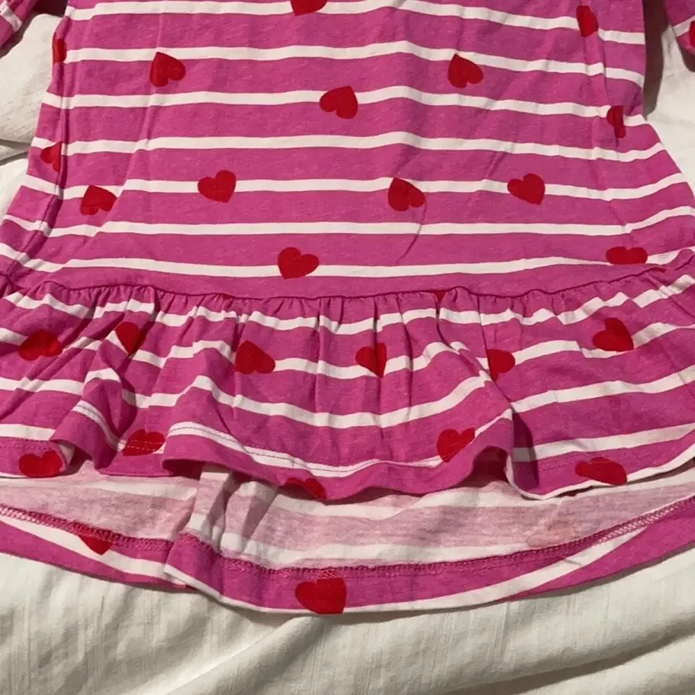 Gymboree S 4/5 hot pink drop waist ruffled high low hemline dress euc cotton